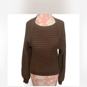 Anthro Current Air Chocolate Brown Crew Neck sleeveless Sweater with shrug.